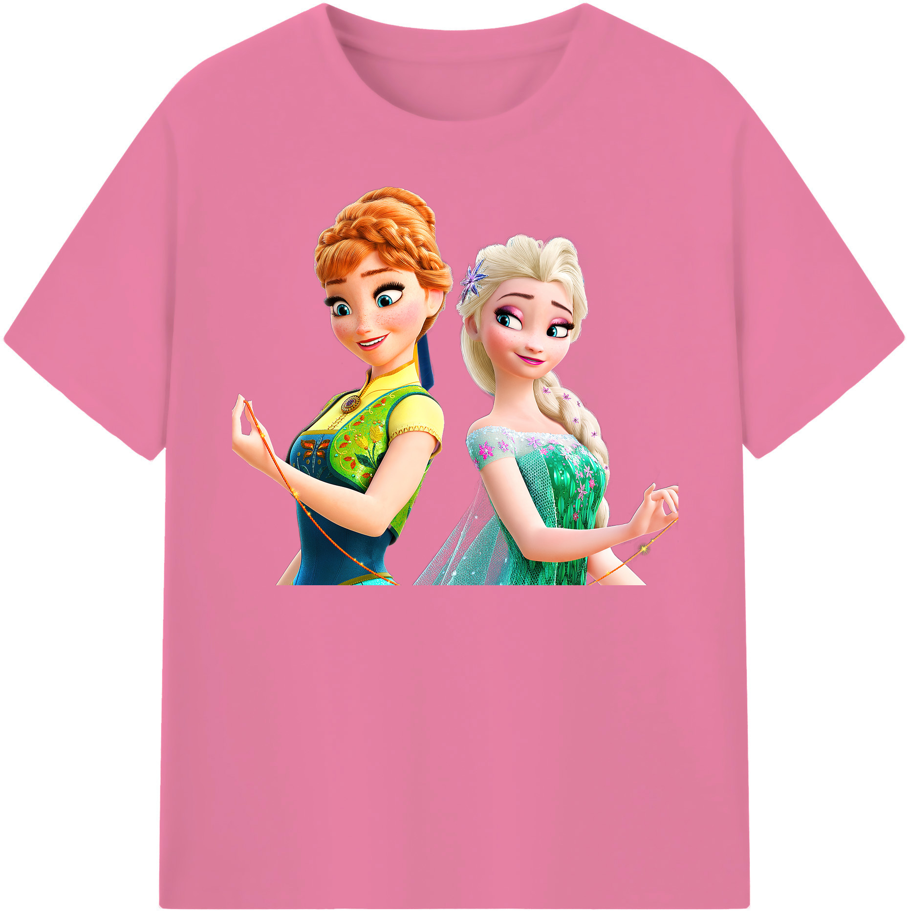 （画像用） アナと雪の女王 アンナ エルサ Frozen Anna Elsa 綿100％半袖Tシャツ（フロントプリント）